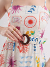 Anha Strappy Printed Linen Tiered Maxi Dress with Belt