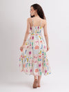 Anha Strappy Printed Linen Tiered Maxi Dress with Belt