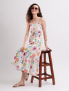 Anha Strappy Printed Linen Tiered Maxi Dress with Belt