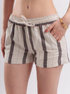 White Cotton Dobby Striped Drawstring Shorts