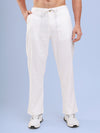 White Cotton Linen Casual Pant with drawstring
