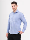 Blue Stripe Cotton Seersucker Casual Men Shirt