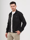 Black Double Pocket Brushed Cotton Mens Shacket