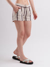 White Cotton Dobby Striped Drawstring Shorts