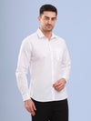 White Cotton Linen Formal Men Shirt