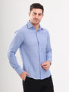 Blue Stripe Cotton Seersucker Casual Men Shirt