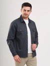 Dark Grey Double Pocket Brushed Cotton Mens Shacket