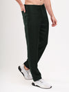 Bottle Green Cotton Viscose Casual Pant with drawstring