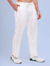 White Cotton Linen Casual Pant with drawstring