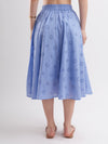 Blue Cotton Schiffli Midi Skirt