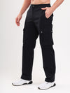 Black 6 pockets Grid Cotton Cargo pant