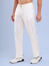 White Cotton Linen Casual Pant with drawstring