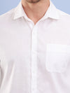 White Cotton Linen Formal Men Shirt