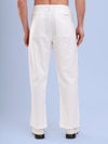 White Cotton Linen Casual Pant with drawstring