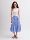 Blue Cotton Schiffli Midi Skirt