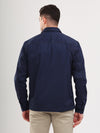 Navy Blue Double Pocket Brushed Cotton Mens Shacket