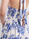 Zenia Floral Cotton Halter Neck Tiered Maxi Dress