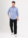 Blue Stripe Cotton Seersucker Casual Men Shirt