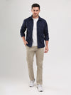 Navy Blue Double Pocket Brushed Cotton Mens Shacket
