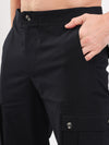 Black 6 pockets Grid Cotton Cargo pant