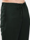 Bottle Green Cotton Viscose Casual Pant with drawstring
