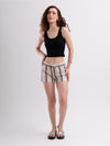 White Cotton Dobby Striped Drawstring Shorts
