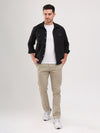 Black Double Pocket Brushed Cotton Mens Shacket