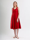 Scarlet Ruffle Neck Flare Midi Dress