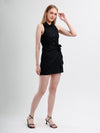 Black Aura Structured Wrap Dress