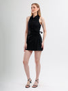 Black Aura Structured Wrap Dress