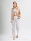 Ivory Ease Cotton Linen Straight Trousers
