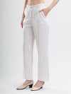 Ivory Ease Cotton Linen Straight Trousers