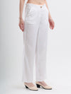 Ivory Ease Cotton Linen Straight Trousers