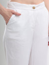 Ivory Ease Cotton Linen Straight Trousers
