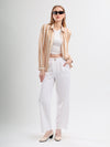 Ivory Ease Cotton Linen Straight Trousers