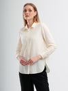 Lemon & Cream Stripe Cotton Seersucker Shirt with Spread Collar