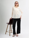 Lemon & Cream Stripe Cotton Seersucker Shirt with Spread Collar