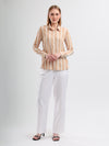 Brown & Cream Stripe Cotton Dobby Shirt