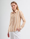 Brown & Cream Stripe Cotton Dobby Shirt