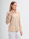 Brown & Cream Stripe Cotton Dobby Shirt