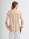 Brown & Cream Stripe Cotton Dobby Shirt