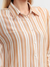 Brown & Cream Stripe Cotton Dobby Shirt